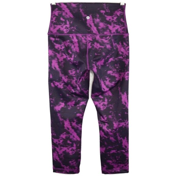 lululemon Wunder Under Crop II (Roll Down) Size 6 in Breezie Regal Plum & Black - Picture 1 of 3
